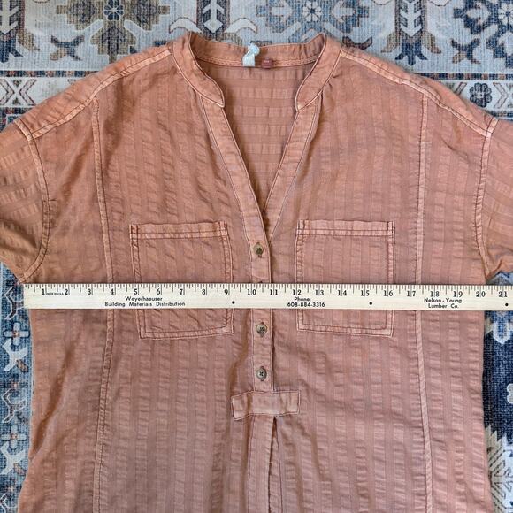 Anthropologie Pilcro Seersucker Tunic Button Down Top Orange Women’s Size XS - Picture 9 of 11
